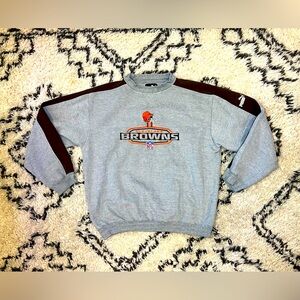 Vintage Cleveland Browns Puma Gray NFL Crewneck Sweatshirt Pullover Mens Large